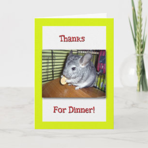 Tarjeta De Agradecimiento Diversión Gracias por la cena con chinchilla comie