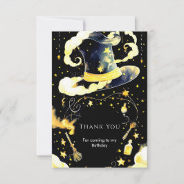 Tarjeta De Agradecimiento Diversión Mágica y Caprichosa Cumpleaños de Brujo