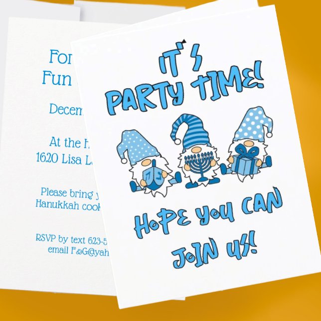 Tarjeta De Agradecimiento Diversión personalizada Cute Hanukkah Gnomes (Personalize this fun Hanukkah Gnome invitation.)