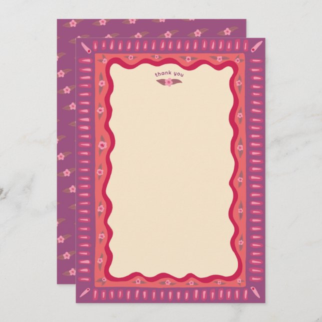 Tarjeta De Agradecimiento Diversión Retro Boho Hecho a Mano Despedida de Sol (Anverso / Reverso)