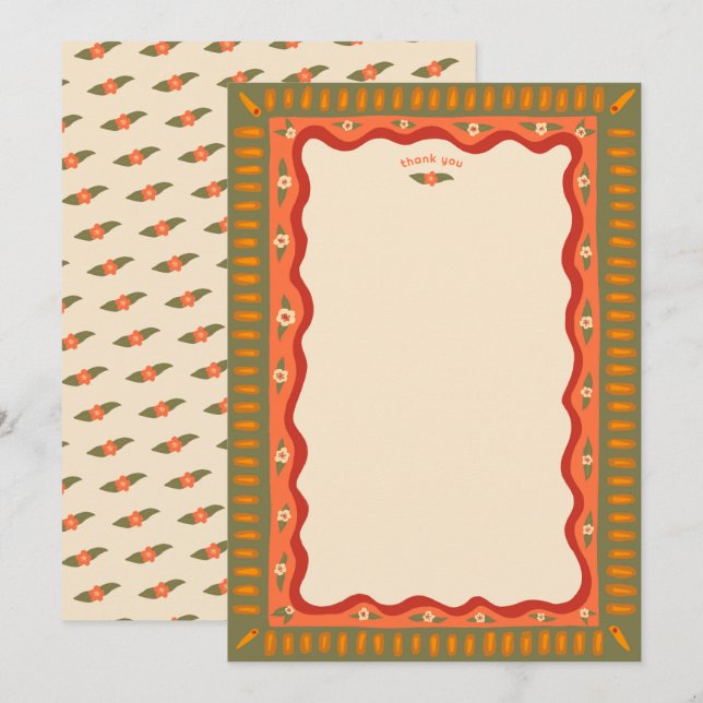 Tarjeta De Agradecimiento Diversión Retro Boho Hecho a Mano DUCHA DE NOVIA P (Anverso / Reverso)