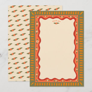 Tarjeta De Agradecimiento Diversión Retro Boho Hecho a Mano DUCHA DE NOVIA P