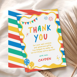 Tarjeta De Agradecimiento Diversión Ser Un Niño Colorido 1er Cumpleaños