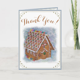 TARJETA DE AGRADECIMIENTO DIVERSOS NAVIDADES GINGERBREAD CANDY HOUSE GRACIAS