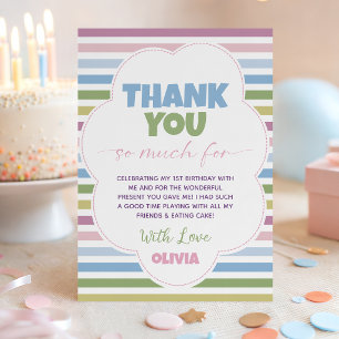 Tarjeta de agradecimiento divertida a rayas pastel