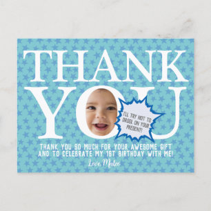 tarjeta de agradecimiento divertida baby blue star