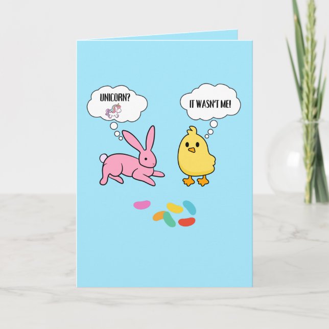 Tarjeta De Agradecimiento Divertida Bunny and Chick Easter Card (Anverso)