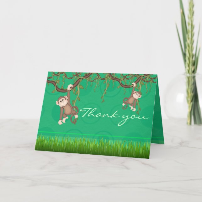 Tarjeta de agradecimiento divertida del mono verde (Anverso)