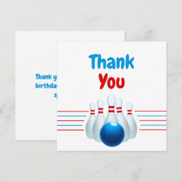 Tarjeta De Agradecimiento Divertido Blue & Red Bowling Kids 6º cumpleaños