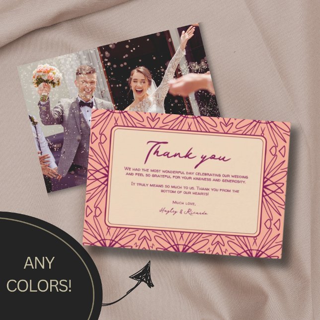 Tarjeta De Agradecimiento Divertido Boda único moderno Gracias Cartas (Subido por el creador)