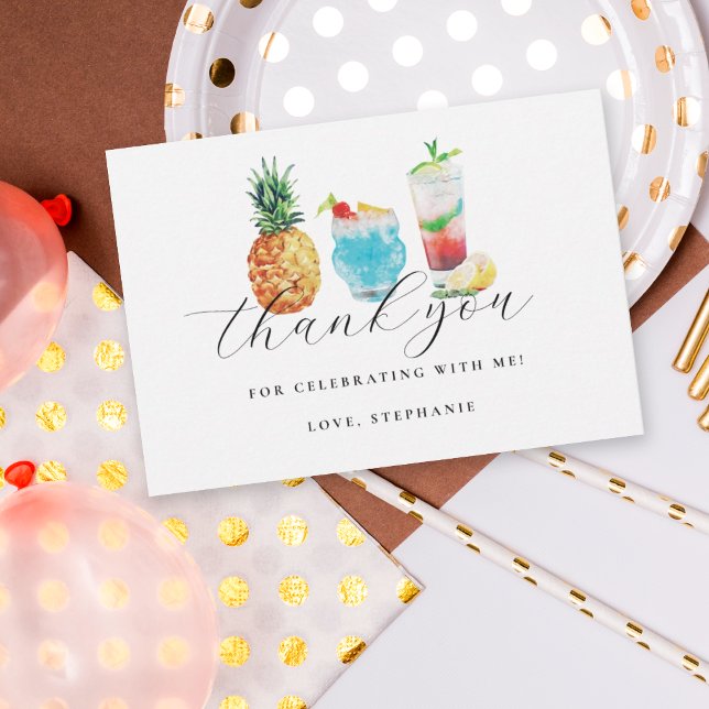 Tarjeta De Agradecimiento Divertido cóctel de verano fiesta de cumpleaños (Subido por el creador)