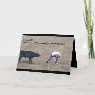Tarjeta De Agradecimiento Divertido cumpleaños de Rodeo para Old Timer (rega