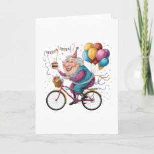 Tarjeta De Agradecimiento Divertido Cumpleaños Feliz Abuela Regalo Ciclismo 