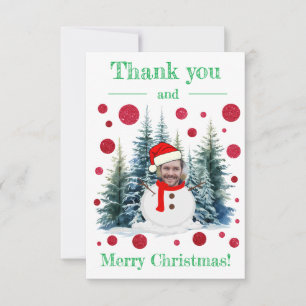Tarjeta De Agradecimiento Divertido foto cara a cara Feliz Navidad y
