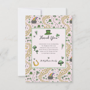 Tarjeta De Agradecimiento Divertido Green St Patricks Day Irish Blessch Lunc
