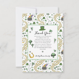 Tarjeta De Agradecimiento Divertido Green St Patricks Day Irish Blessch Lunc