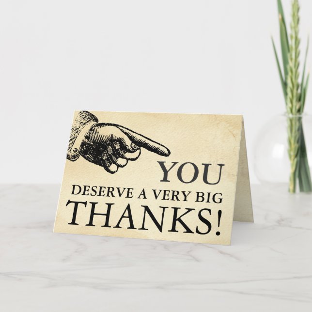 Tarjeta De Agradecimiento Divertido mensaje de Personalizado de mano de Vint (Anverso)