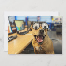 Divertido perro Googly Eyes, colorida, feliz tarje