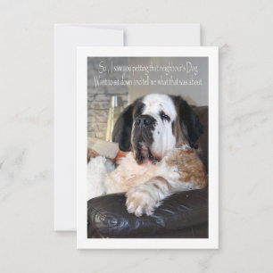 Tarjeta De Agradecimiento Divertido retrato de perro de San Bernardo