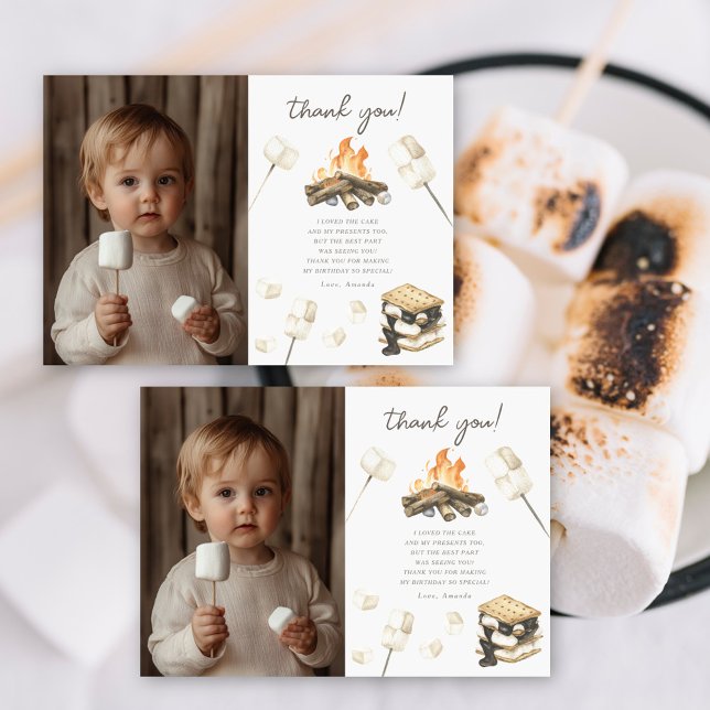 Tarjeta De Agradecimiento Diviértete con S'more de acuarela Cumpleaños Graci (Subido por el creador)