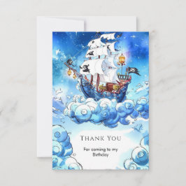 Tarjeta De Agradecimiento Diviértete Cumpleaños de Piratas para Niños