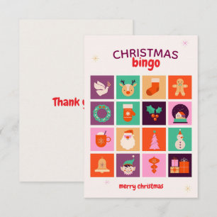 Tarjeta De Agradecimiento Diviértete en Navidad con Bingo Navideño Ilustrado