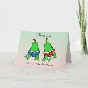 Tarjeta De Agradecimiento Diviértete Pareja Gay de Peras Boda
