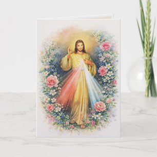 Tarjeta De Agradecimiento Divina Misericordia Jesús Escrituras Católicas Ros