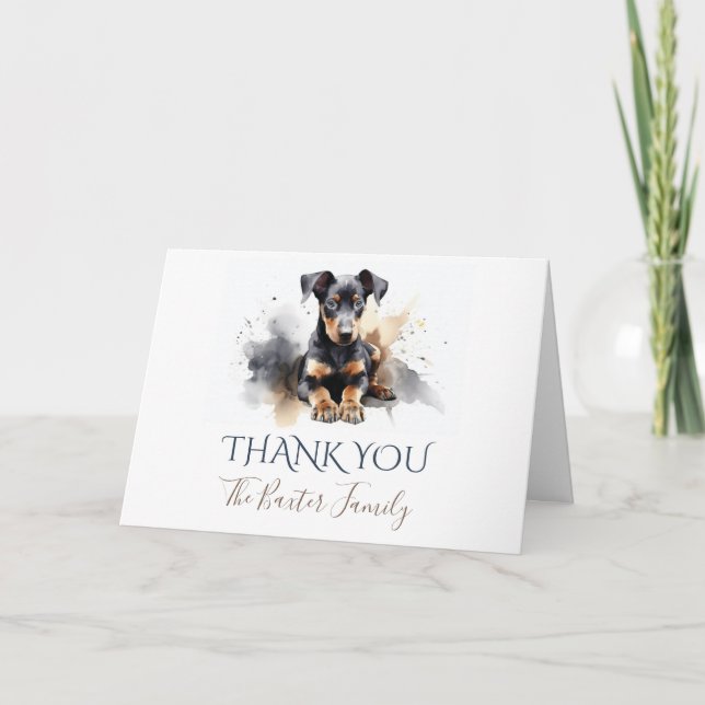 Tarjeta de agradecimiento Doberman Pinscher Waterc (Anverso)