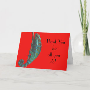 Tarjeta de agradecimiento doblada Blue Lizard