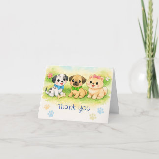 Tarjeta de agradecimiento doblada Cachorros Acuare