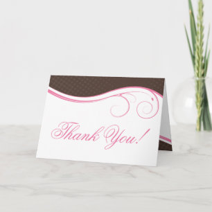 Tarjeta de agradecimiento doblada Candilero rosa