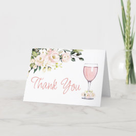 Tarjeta de agradecimiento doblada con flores rosad