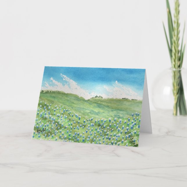 Tarjeta de agradecimiento doblada de Bluebonnets (Anverso)