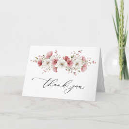 Tarjeta de agradecimiento doblada de boda con flor