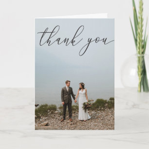 Tarjeta de agradecimiento doblada de boda con foto