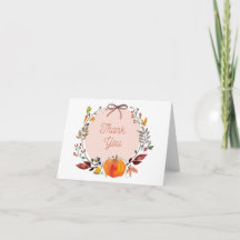 Tarjeta de agradecimiento doblada de calabaza de o