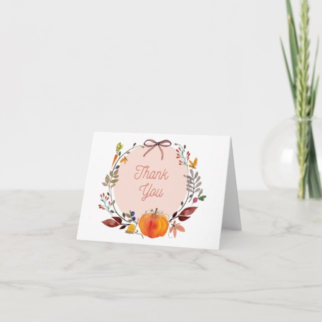 Tarjeta de agradecimiento doblada de calabaza de o (Anverso)