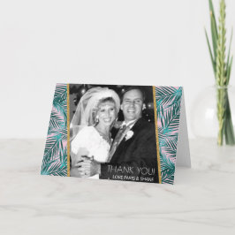 Tarjeta de agradecimiento doblada de palma rosa 5x