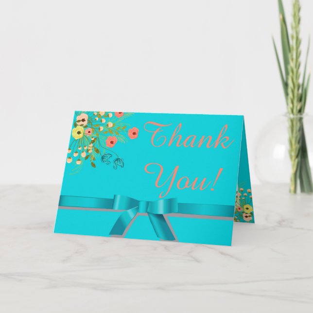 Tarjeta de agradecimiento doblada de primavera con (Anverso)
