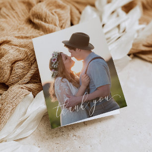 Tarjeta de agradecimiento doblada - Escritura blan