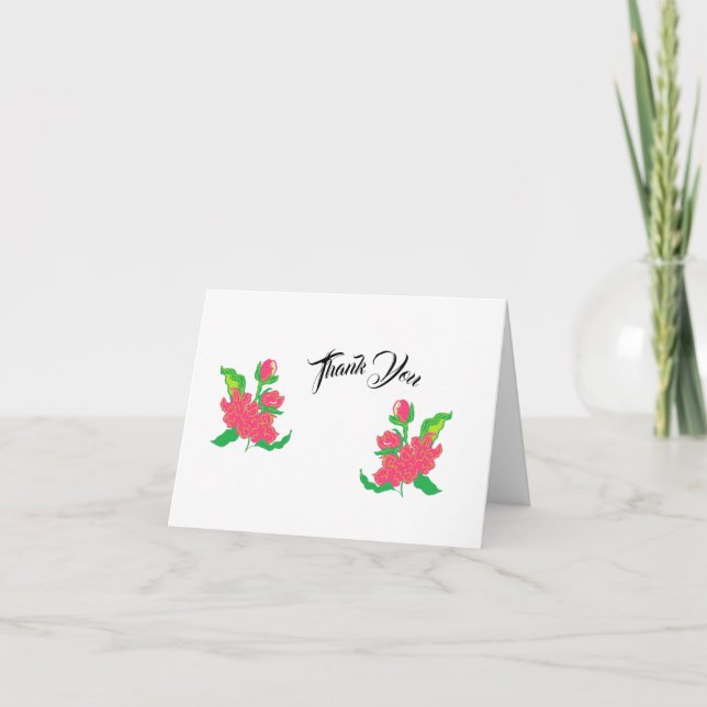 Tarjeta de agradecimiento doblada : Flor japonesa (Anverso)