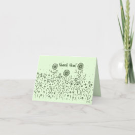 Tarjeta de agradecimiento doblada Flor verde prado