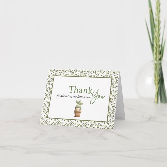 Tarjeta de agradecimiento doblada Little Sprout (Anverso)