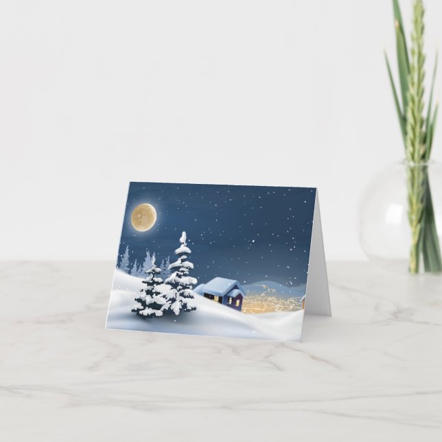 Tarjeta de agradecimiento doblada "Nevando en el p (Anverso)