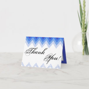 Tarjeta de agradecimiento doblada Ombre Azul Chevr