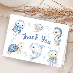 Tarjeta de agradecimiento doblada para baby shower