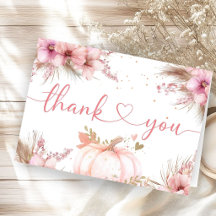 Tarjeta de agradecimiento doblada para baby shower