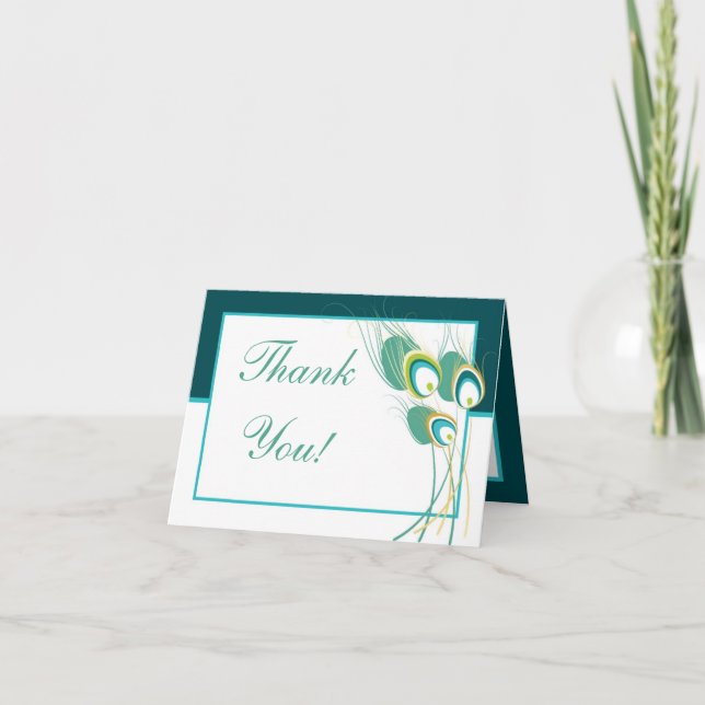 Tarjeta de agradecimiento doblada para boda de pav (Anverso)