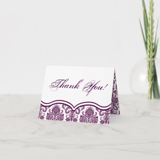 Tarjeta de agradecimiento doblada Plum Purple Dama (Anverso)